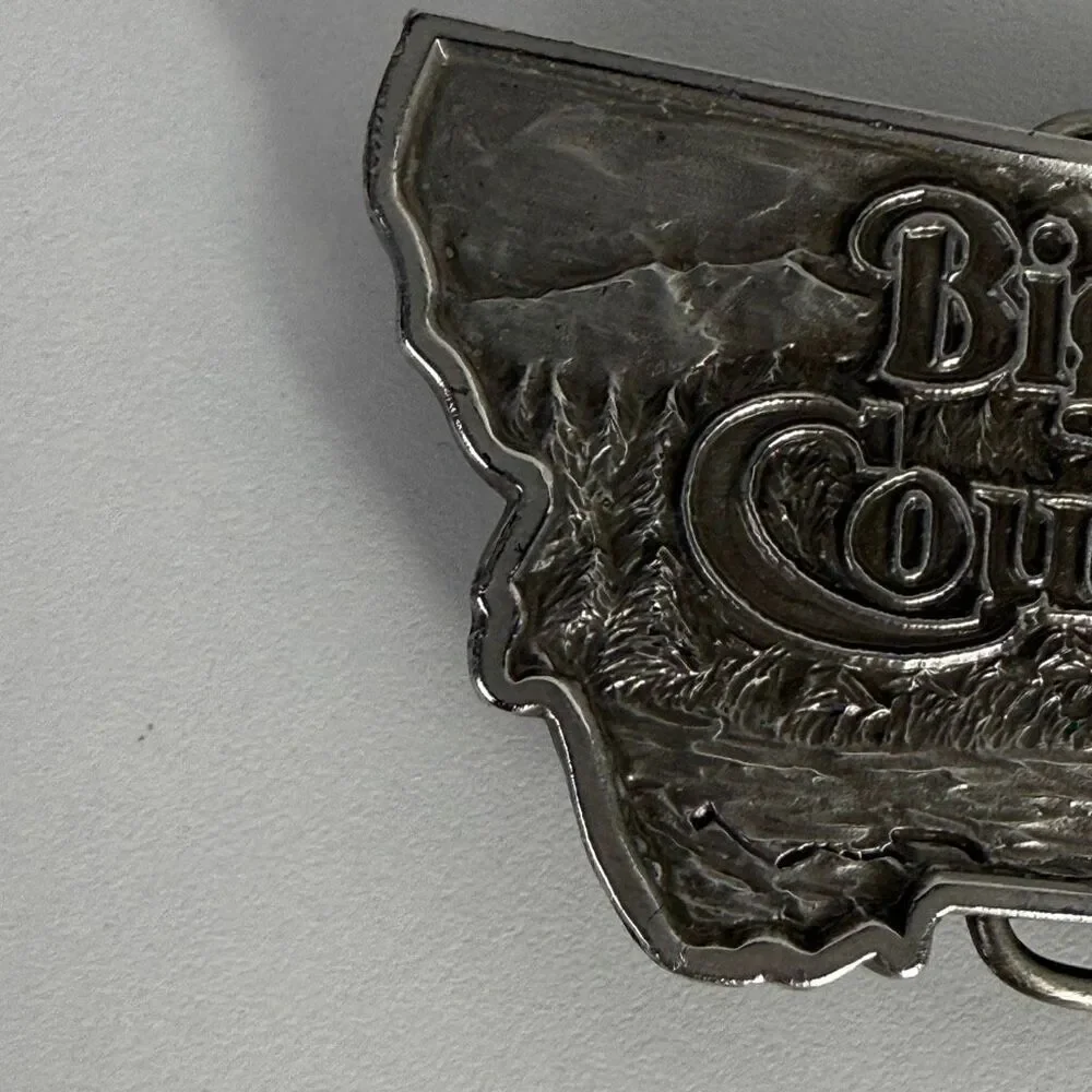 Vintage Montana 1976 Big Sky Belt Buckle Bergamot Brass Works USA